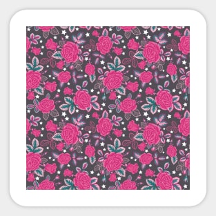 Pink Floral Roses Bunch Sticker